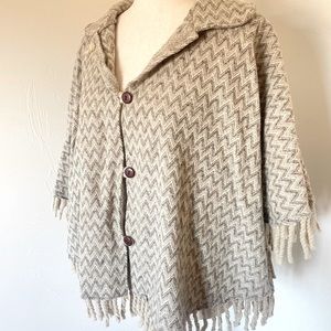 Vintage Wool Poncho With Buttons